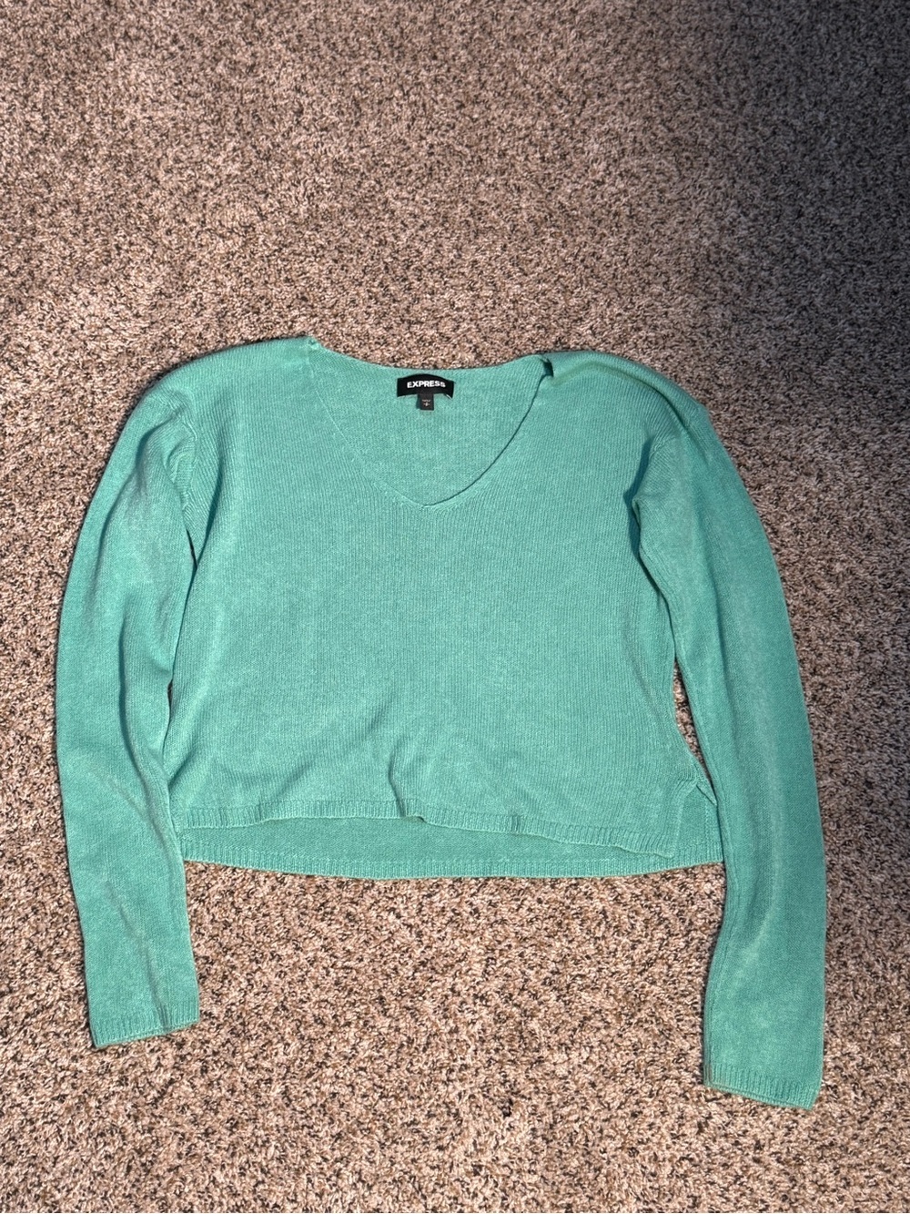 Express Mint Green V-Neck Sweater Top